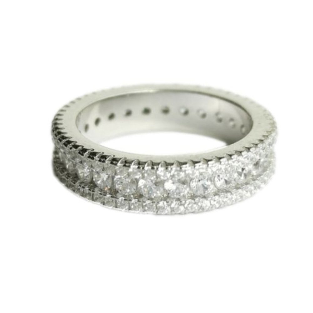 New sterling silver cz eternity band ring size 6